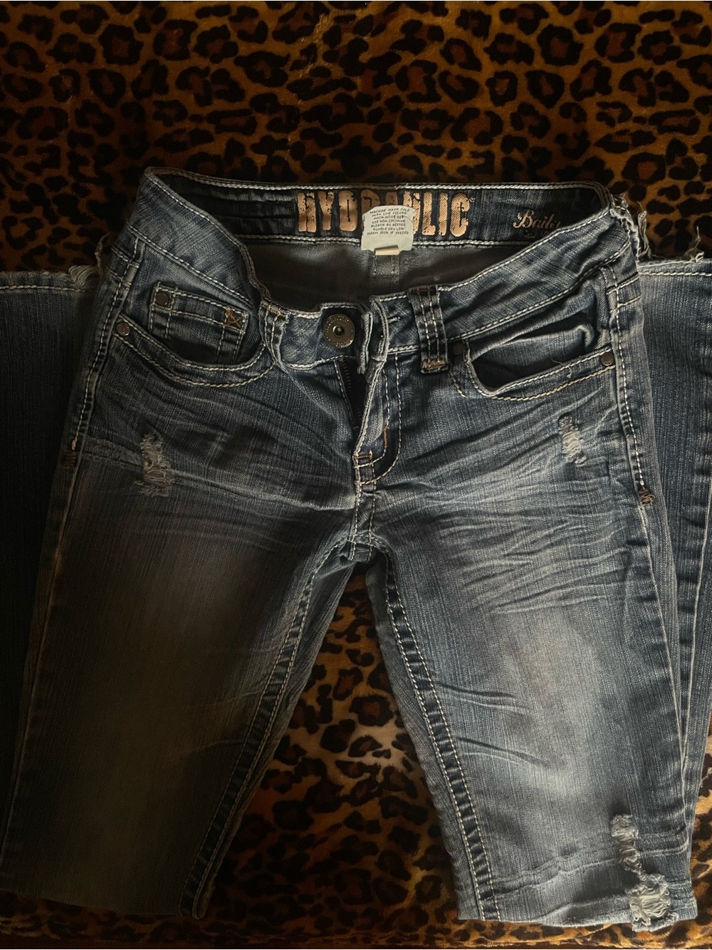 Hydraulic Women's Faded Blue Distressed Denim Bootcut Jeans